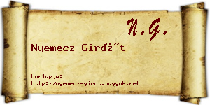 Nyemecz Girót névjegykártya